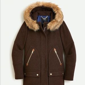 J. Crew Chateau Parka Coat Walnut Brown NWT